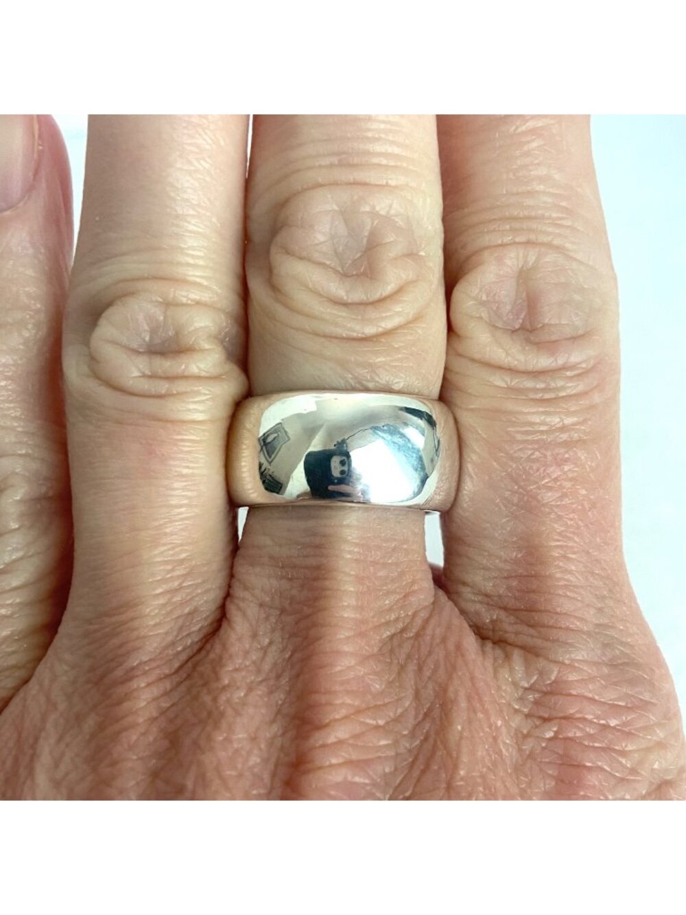 Sterling Silver 925 MWS Thailand Mark Wasserman Curved Wide Band Ring Sz 6.75